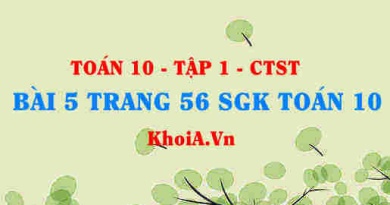 Bài 5 trang 56 SGK Toán 10 tập 1 Chân trời sáng tạo